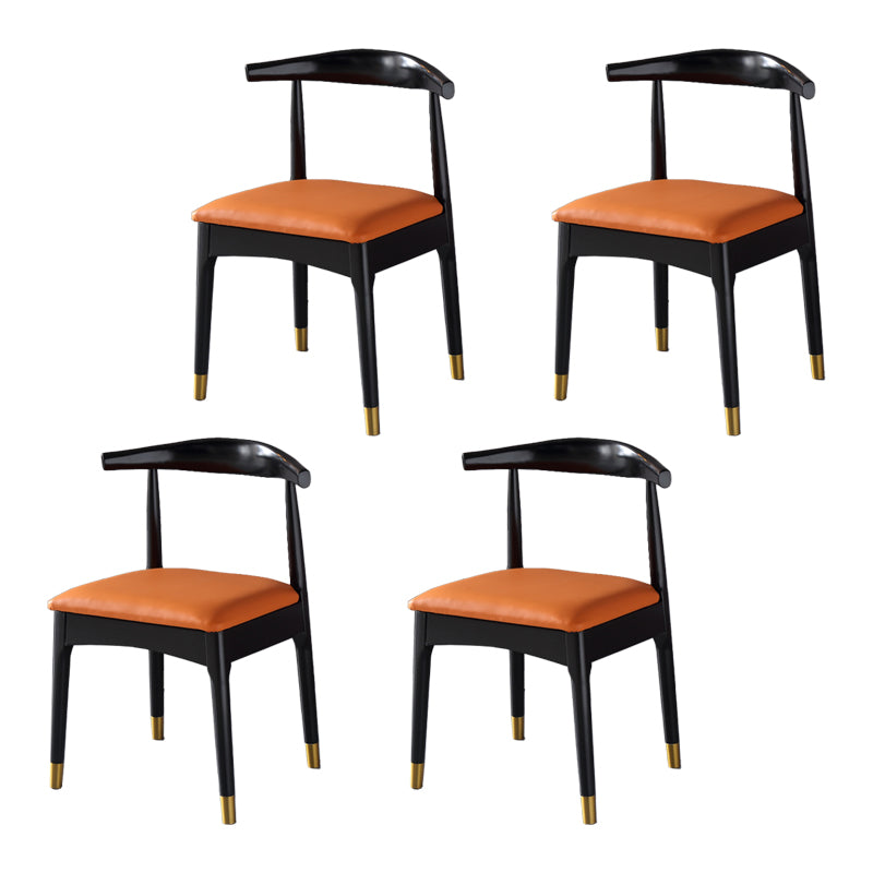 Silla lateral interior escandinava tapizada en madera Silla de comedor con respaldo abierto