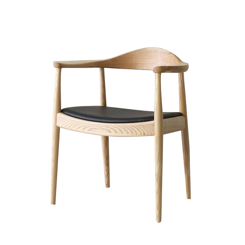 Silla de madera de fresno de estilo tradicional, juego de sillas de comedor de cocina con brazo trasero abierto