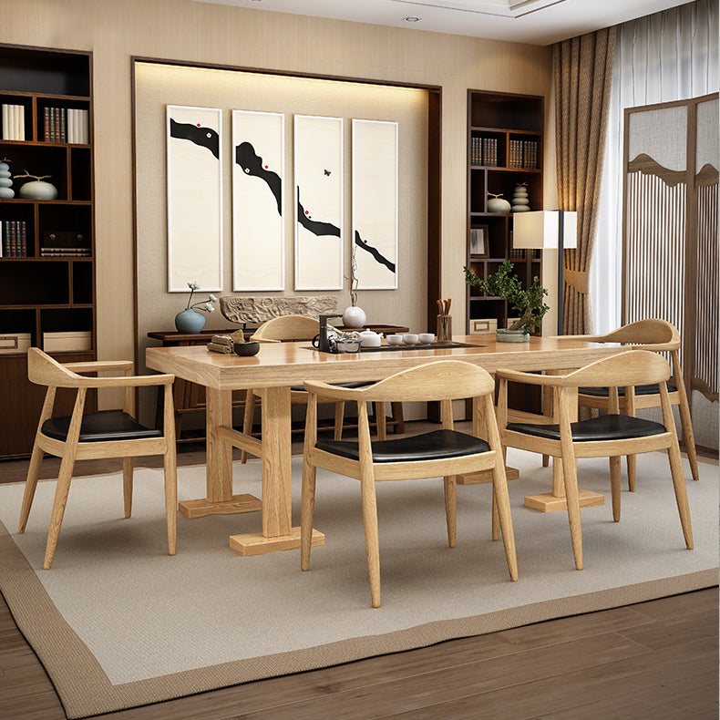 Silla de madera de fresno de estilo tradicional, juego de sillas de comedor de cocina con brazo trasero abierto