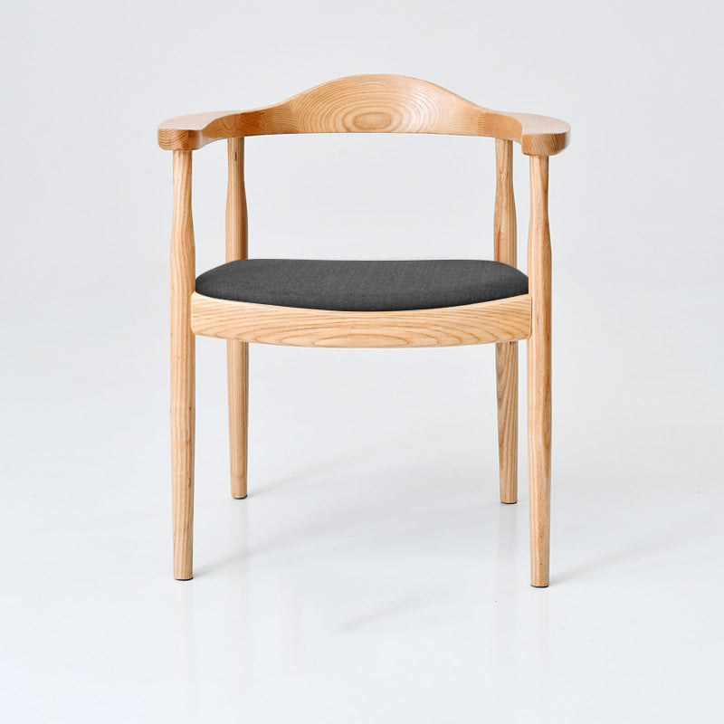 Silla de madera de fresno de estilo tradicional, juego de sillas de comedor de cocina con brazo trasero abierto