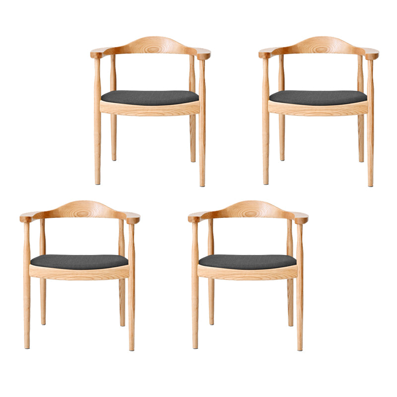 Silla de madera de fresno de estilo tradicional, juego de sillas de comedor de cocina con brazo trasero abierto