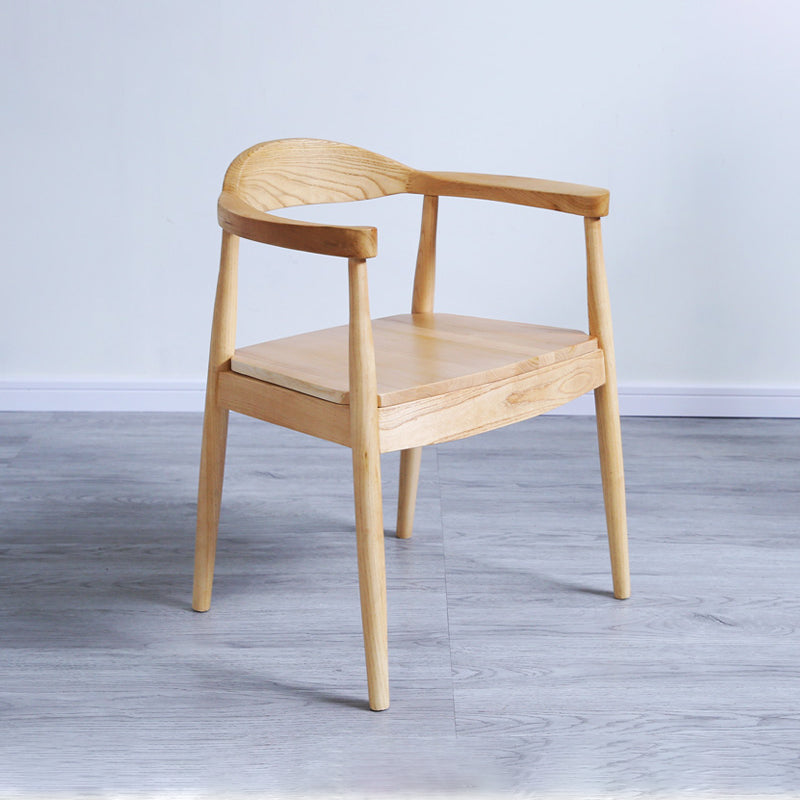 Silla de madera de fresno de estilo tradicional, juego de sillas de comedor de cocina con brazo trasero abierto