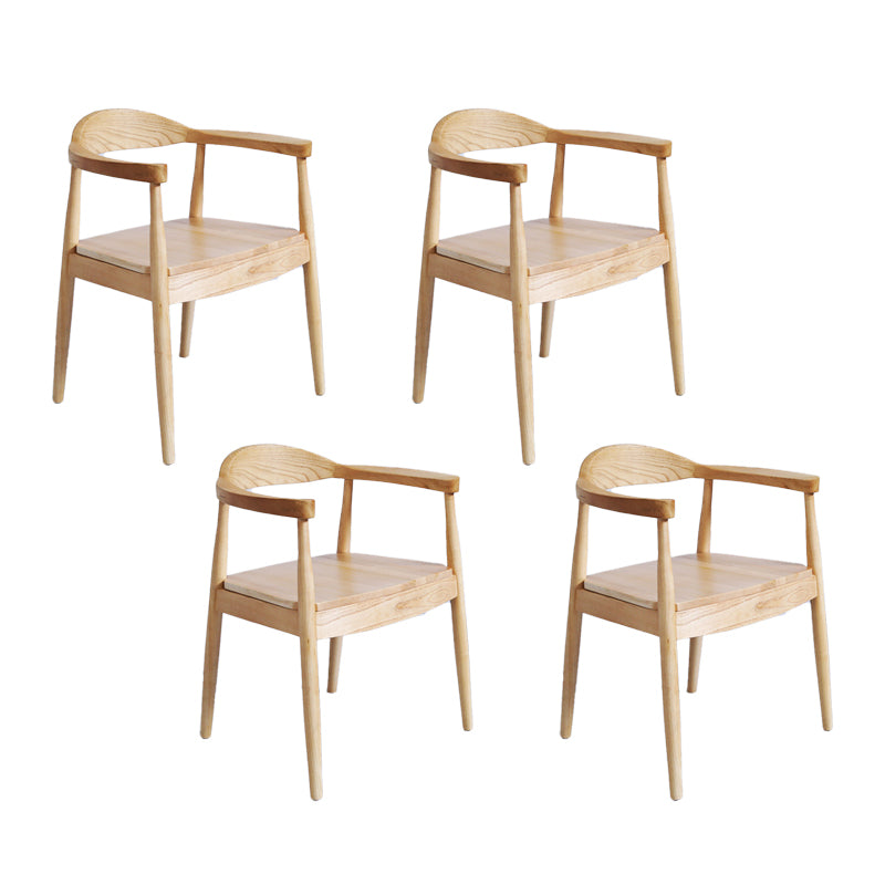 Silla de madera de fresno de estilo tradicional, juego de sillas de comedor de cocina con brazo trasero abierto