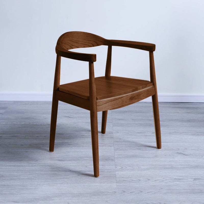 Silla de madera de fresno de estilo tradicional, juego de sillas de comedor de cocina con brazo trasero abierto