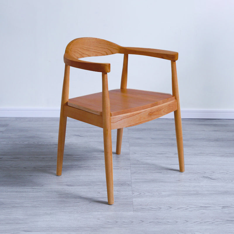 Silla de madera de fresno de estilo tradicional, juego de sillas de comedor de cocina con brazo trasero abierto