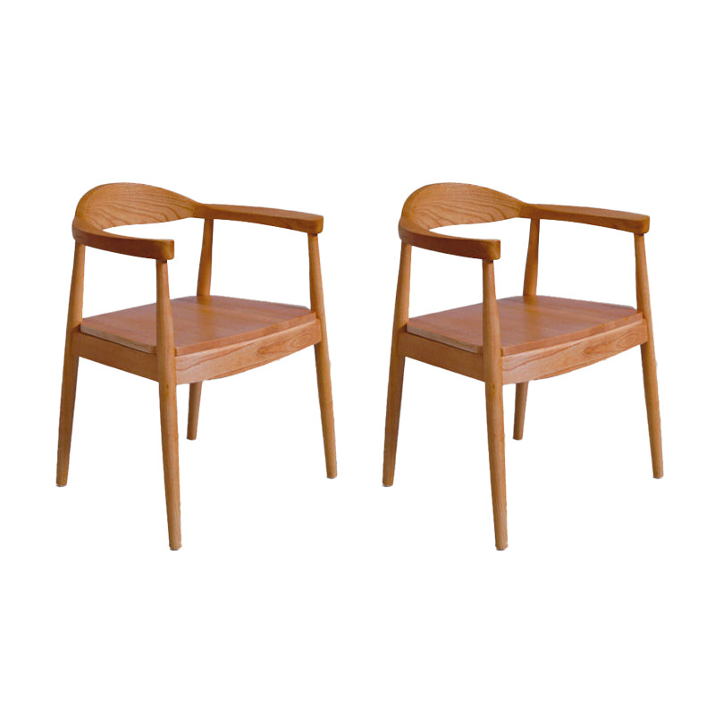 Silla de madera de fresno de estilo tradicional, juego de sillas de comedor de cocina con brazo trasero abierto