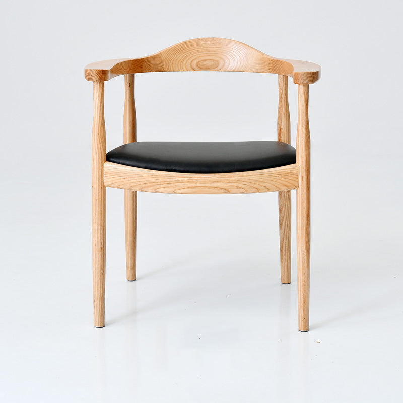Silla de madera de fresno de estilo tradicional, juego de sillas de comedor de cocina con brazo trasero abierto