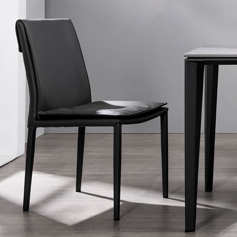 Modern Indoor-Outdoor Dining Room Chairs Leather Dining Armless Chairs (Set of 2)
