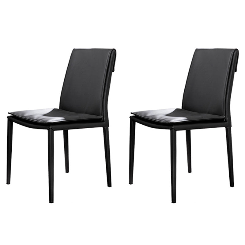 Modern Indoor-Outdoor Dining Room Chairs Leather Dining Armless Chairs (Set of 2)