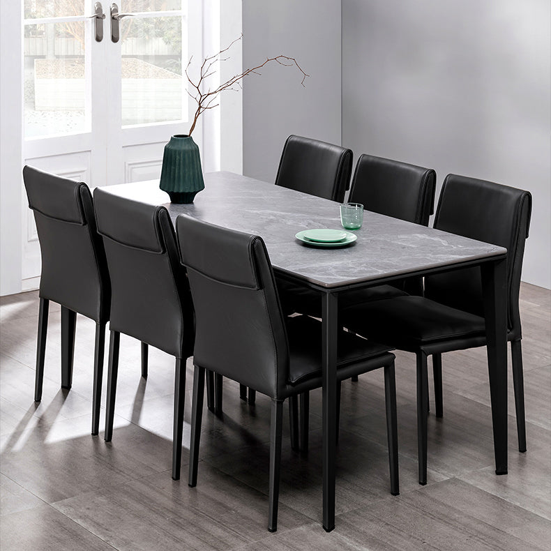 Modern Indoor-Outdoor Dining Room Chairs Leather Dining Armless Chairs (Set of 2)