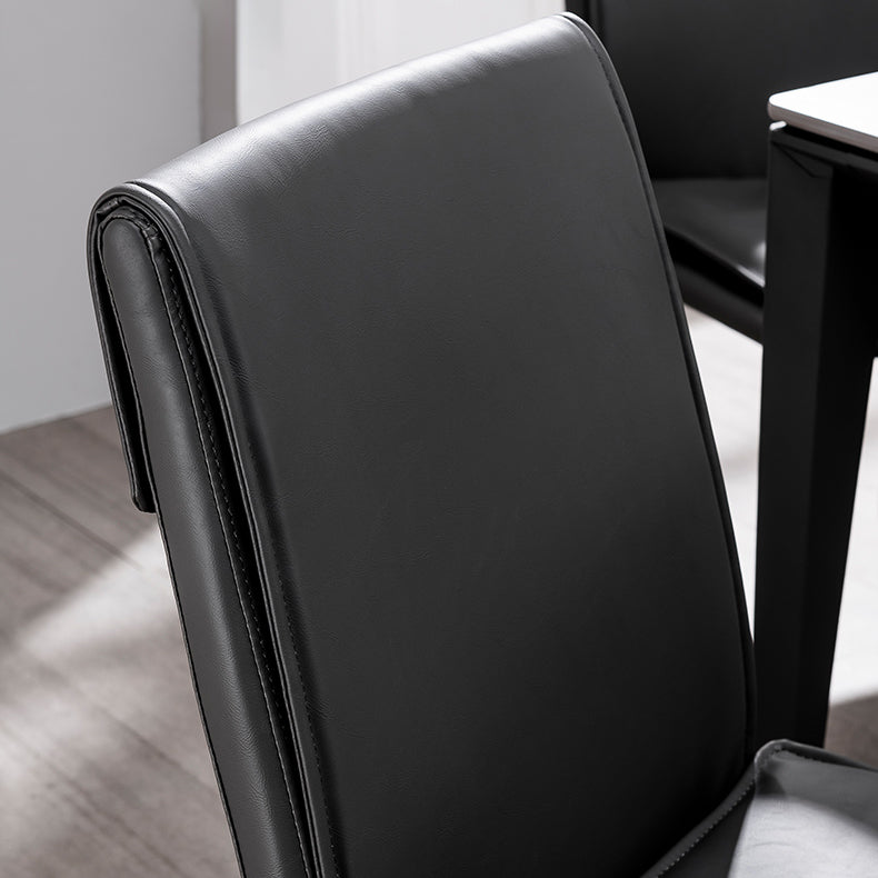 Modern Indoor-Outdoor Dining Room Chairs Leather Dining Armless Chairs (Set of 2)