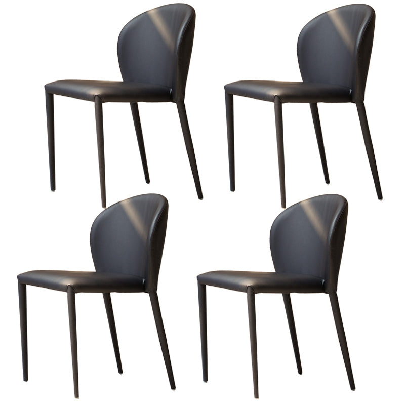Silla lateral de cuero estilo diseñador, acabado mate, silla de comedor con respaldo (juego de 4)