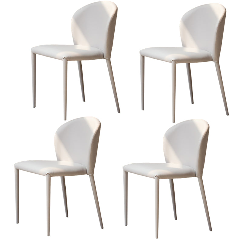 Silla lateral de cuero estilo diseñador, acabado mate, silla de comedor con respaldo (juego de 4)