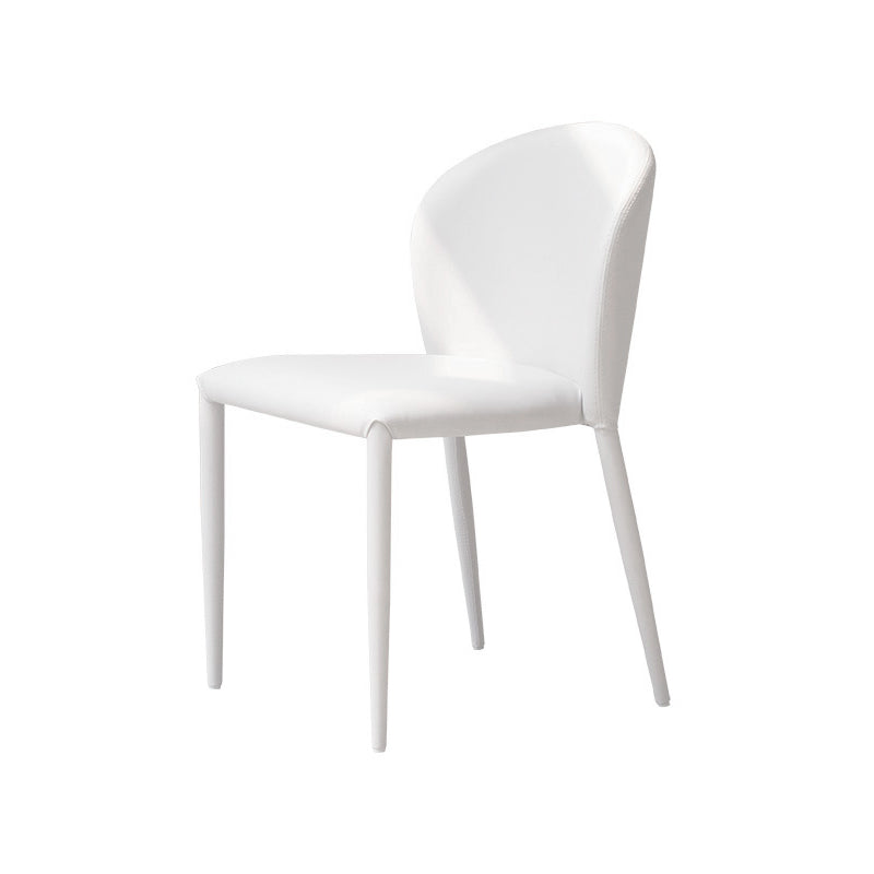 Silla lateral de cuero estilo diseñador, acabado mate, silla de comedor con respaldo (juego de 4)