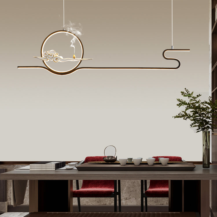 Modern Chandelier Linear Aluminum Island Chandelier Lights for Tea Room