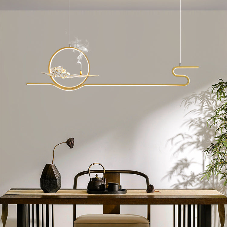 Modern Chandelier Linear Aluminum Island Chandelier Lights for Tea Room