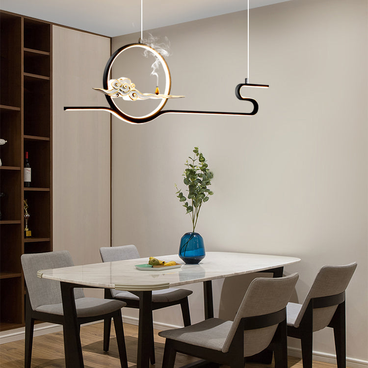 Modern Chandelier Linear Aluminum Island Chandelier Lights for Tea Room