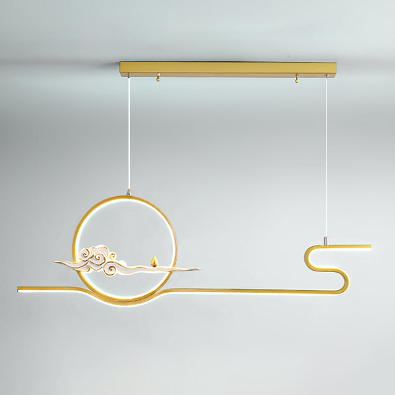 Modern Chandelier Linear Aluminum Island Chandelier Lights for Tea Room