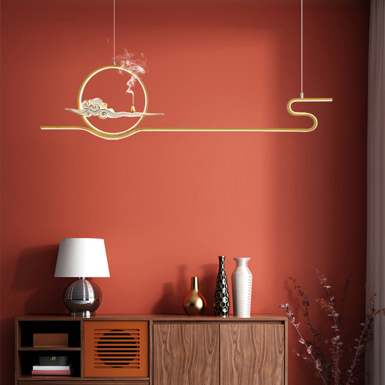 Modern Chandelier Linear Aluminum Island Chandelier Lights for Tea Room