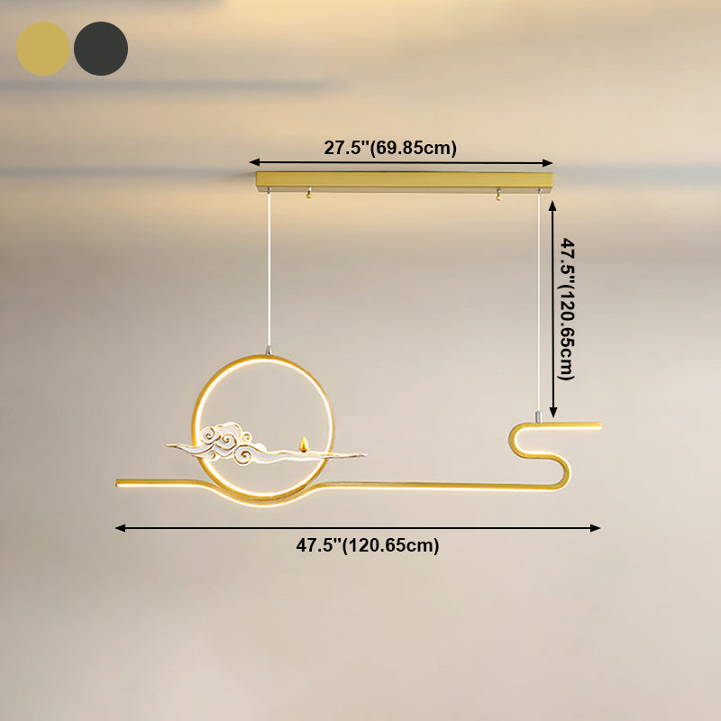 Modern Chandelier Linear Aluminum Island Chandelier Lights for Tea Room