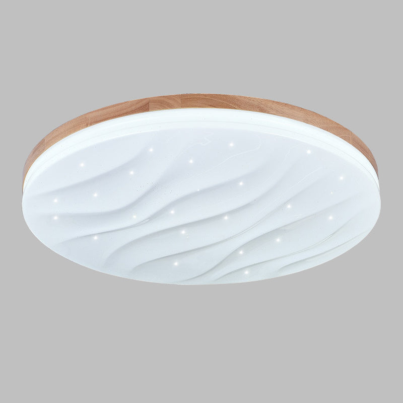 Lámpara de techo LED con forma geométrica, madera moderna, 1 luz, montaje empotrado para dormitorio, sala de estar