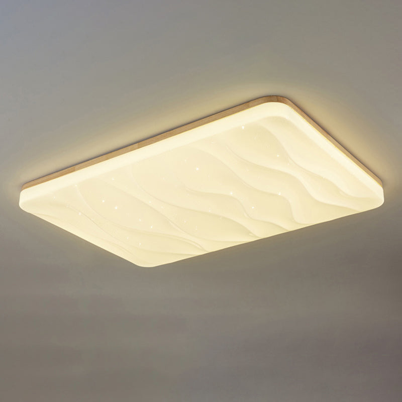 Lámpara de techo LED con forma geométrica, madera moderna, 1 luz, montaje empotrado para dormitorio, sala de estar