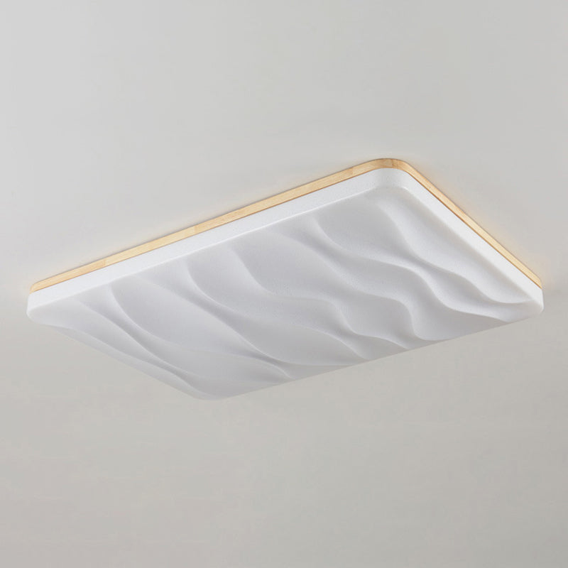 Lámpara de techo LED con forma geométrica, madera moderna, 1 luz, montaje empotrado para dormitorio, sala de estar