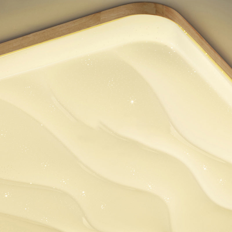 Lámpara de techo LED con forma geométrica, madera moderna, 1 luz, montaje empotrado para dormitorio, sala de estar