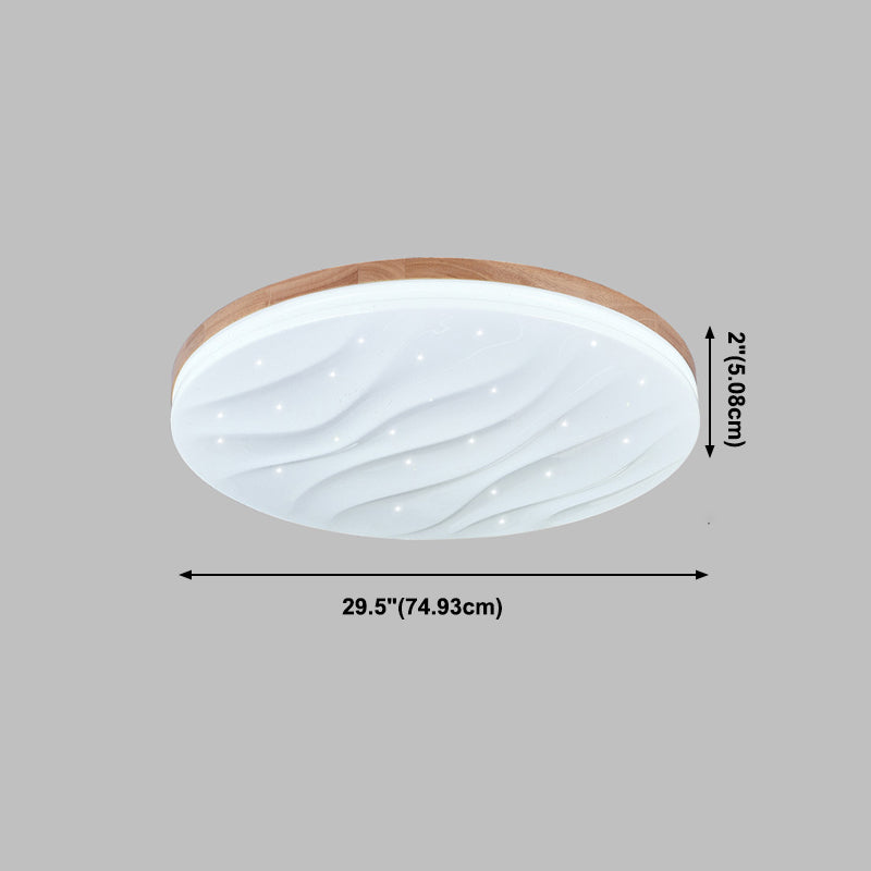 Lámpara de techo LED con forma geométrica, madera moderna, 1 luz, montaje empotrado para dormitorio, sala de estar