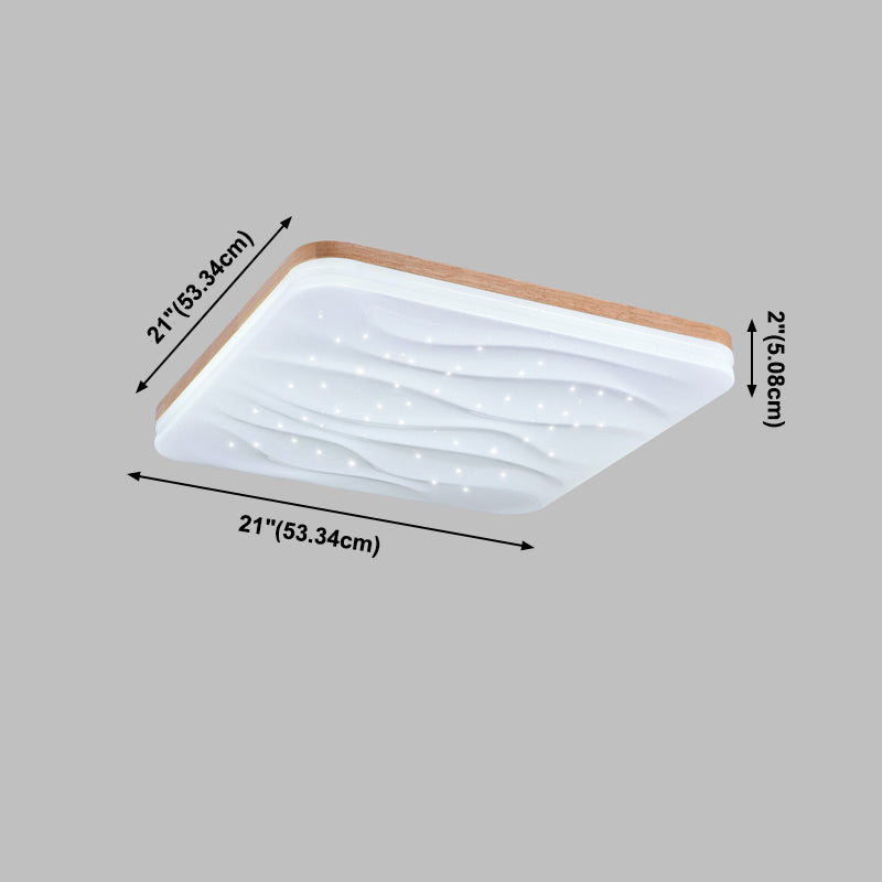 Lámpara de techo LED con forma geométrica, madera moderna, 1 luz, montaje empotrado para dormitorio, sala de estar
