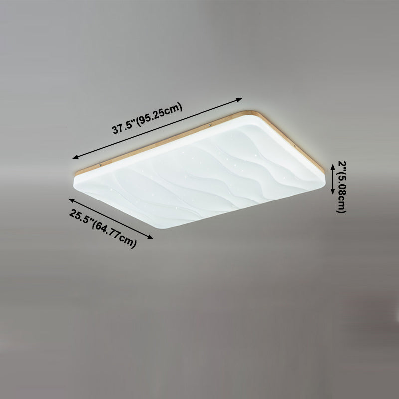 Lámpara de techo LED con forma geométrica, madera moderna, 1 luz, montaje empotrado para dormitorio, sala de estar