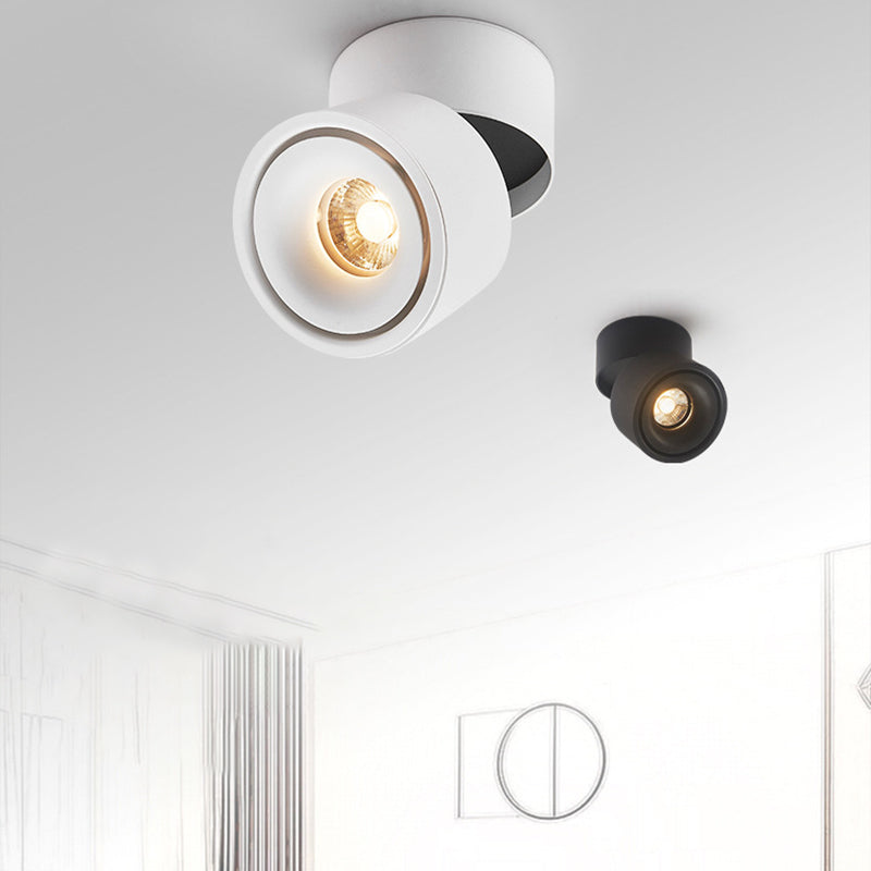 Cylinder Shape Ceiling Lamp Modern Aluminium 1 Light Flush Mount for Clothing Store Mall