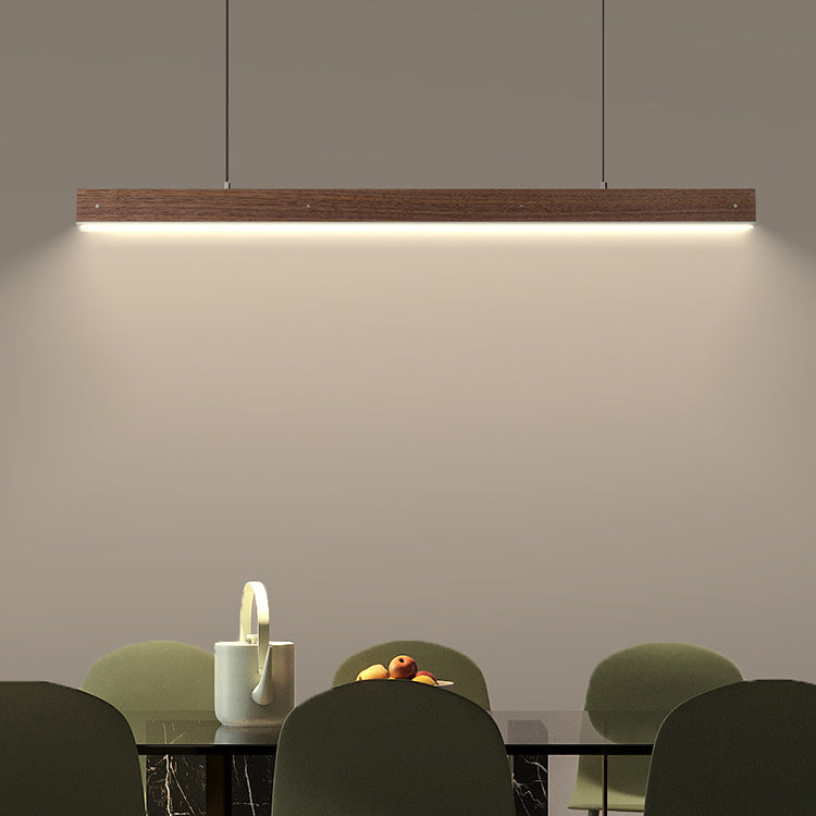 Linear Wood Island Light Fixture Modern Ceiling Pendant Light for Tea Room