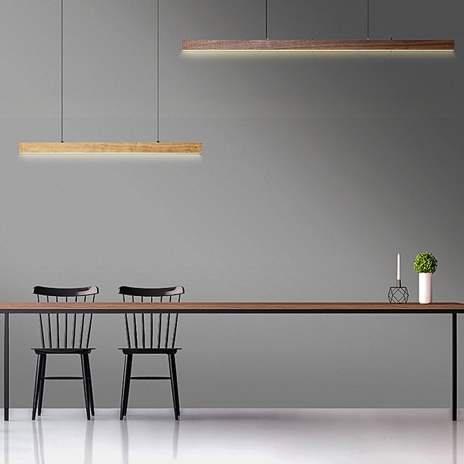 Linear Wood Island Light Fixture Modern Ceiling Pendant Light for Tea Room