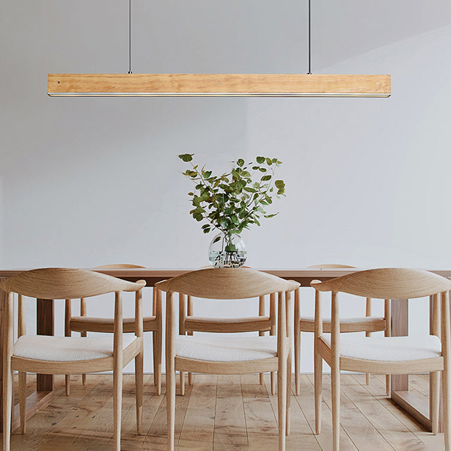 Linear Wood Island Light Fixture Modern Ceiling Pendant Light for Tea Room