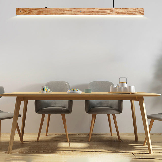 Linear Wood Island Light Fixture Modern Ceiling Pendant Light for Tea Room