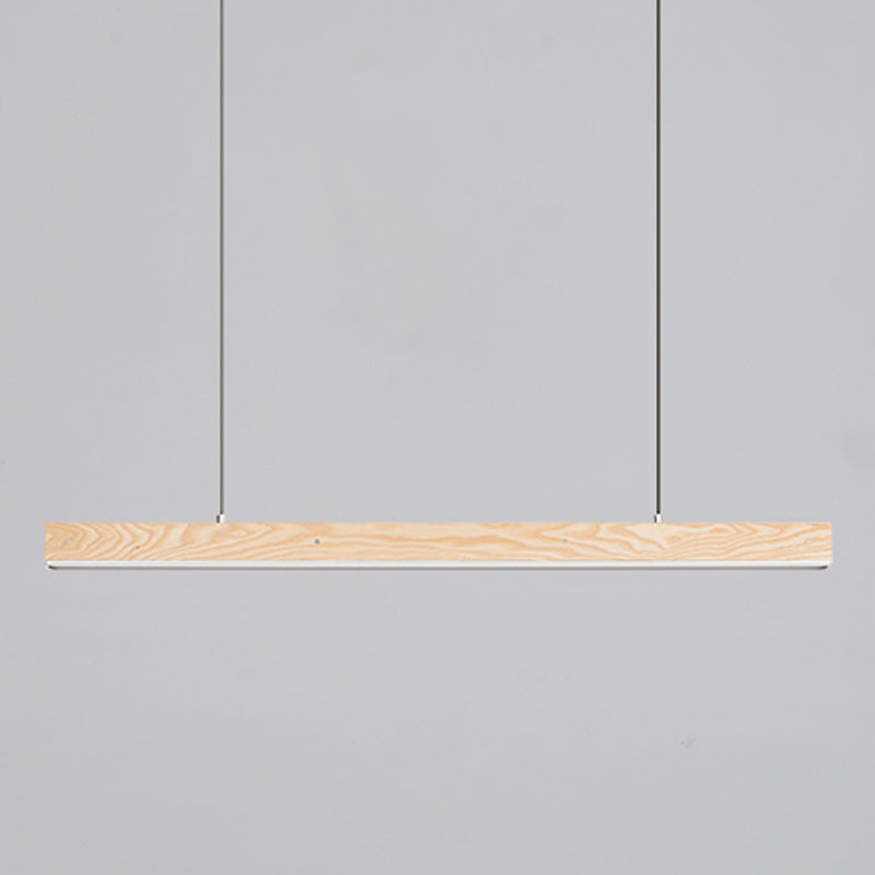 Linear Wood Island Light Fixture Modern Ceiling Pendant Light for Tea Room