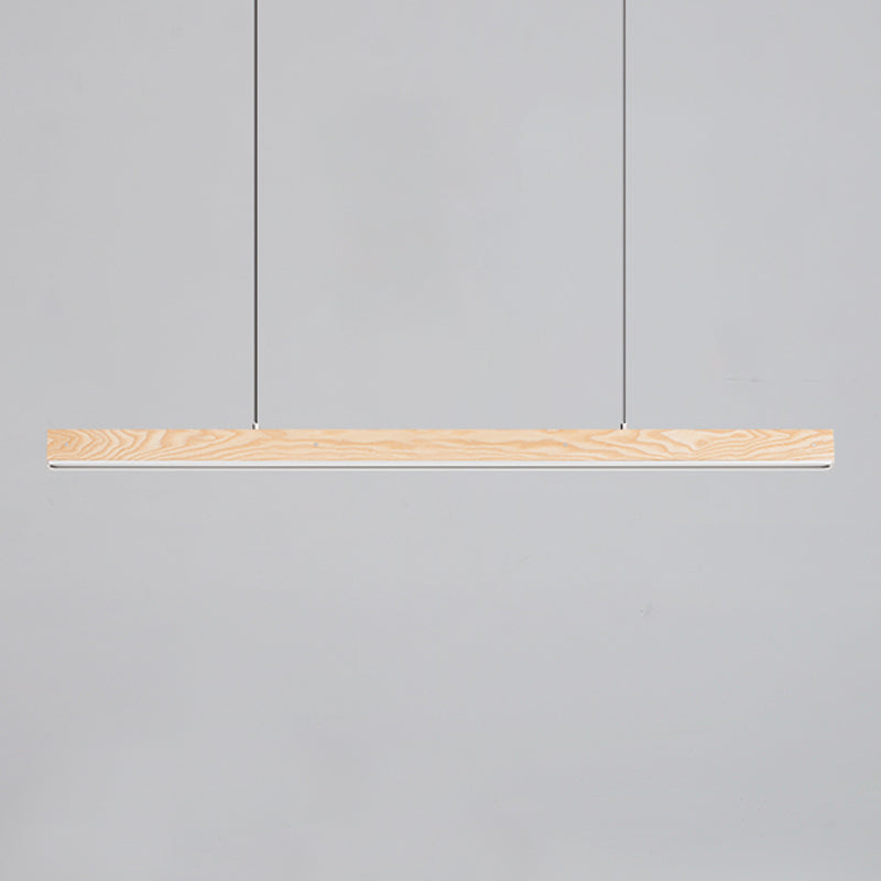 Linear Wood Island Light Fixture Modern Ceiling Pendant Light for Tea Room