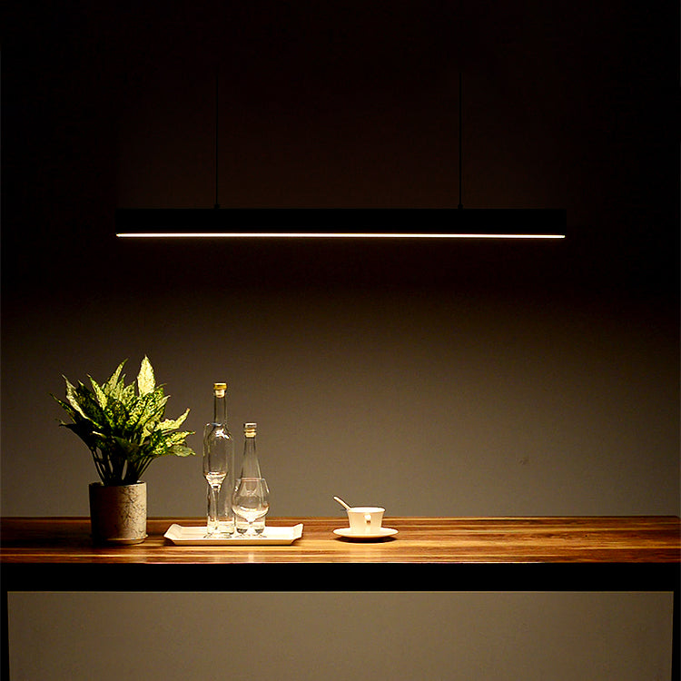 Linear Wood Island Light Fixture Modern Ceiling Pendant Light for Tea Room