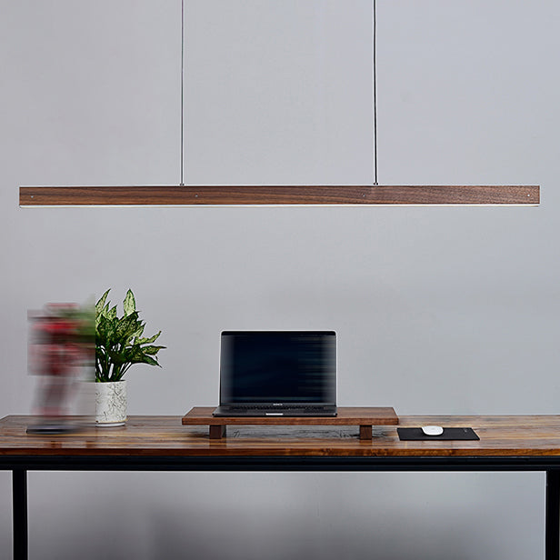 Linear Wood Island Light Fixture Modern Ceiling Pendant Light for Tea Room