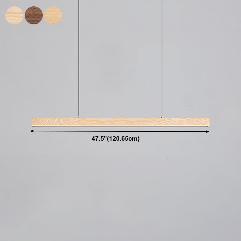 Linear Wood Island Light Fixture Modern Ceiling Pendant Light for Tea Room