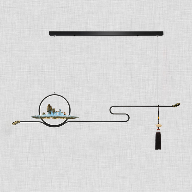 Modern Metal Island Lighting Ideas Linear Chinese Chandelier Lamp for Dining Room