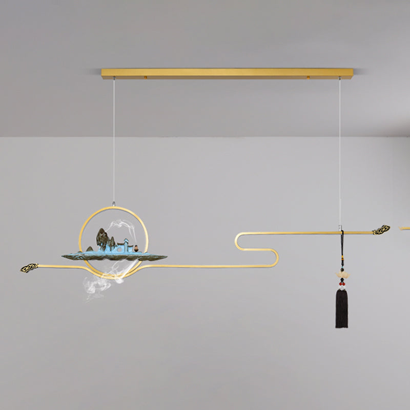 Modern Metal Island Lighting Ideas Linear Chinese Chandelier Lamp for Dining Room