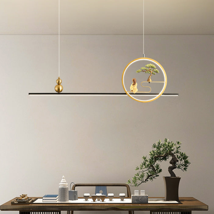 Metal Hanging Pendant Lights 2-Light Modern Linear Hanging Lamps for Tea Room