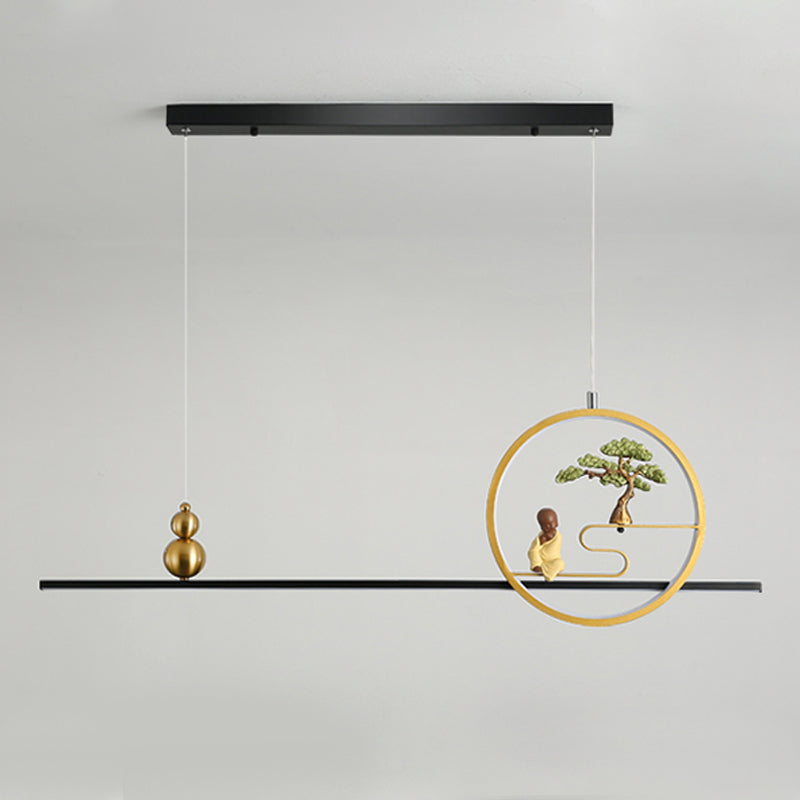 Metal Hanging Pendant Lights 2-Light Modern Linear Hanging Lamps for Tea Room