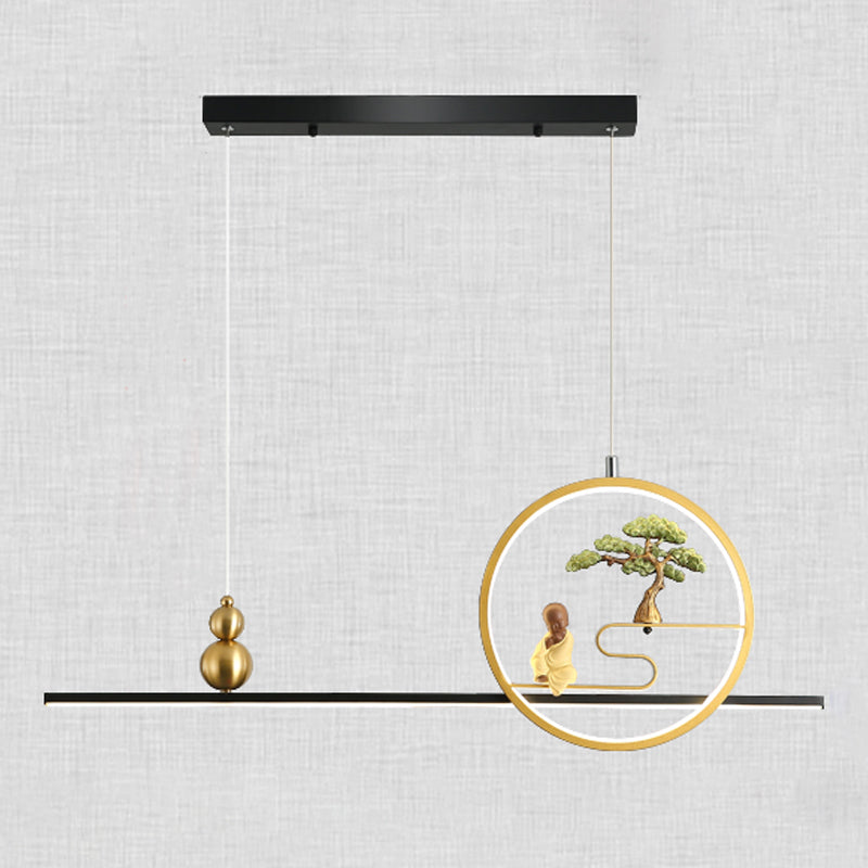 Metal Hanging Pendant Lights 2-Light Modern Linear Hanging Lamps for Tea Room