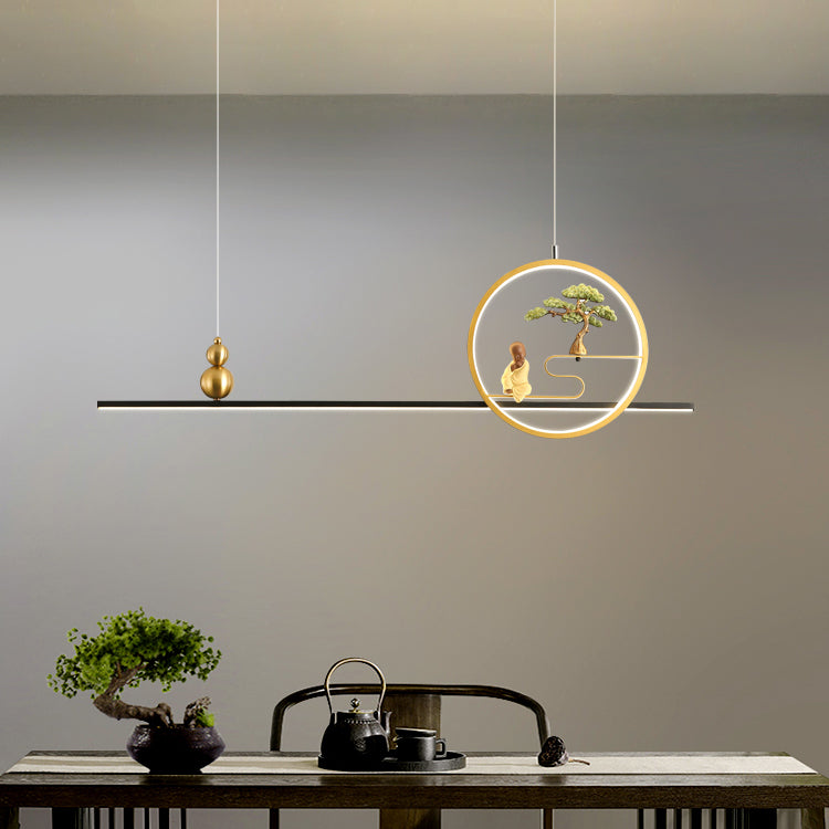 Metal Hanging Pendant Lights 2-Light Modern Linear Hanging Lamps for Tea Room