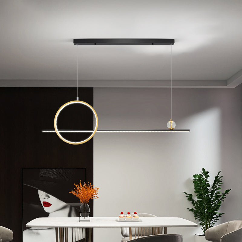 Modern Island Light Linear 2-Light Crystal Chandelier Lights for Dining Room