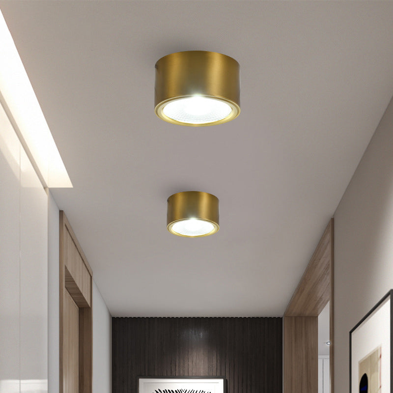 Plafonnier LED en forme de cylindre, moderne, en aluminium, 1 lumière, encastré, pour allée, chambre à coucher