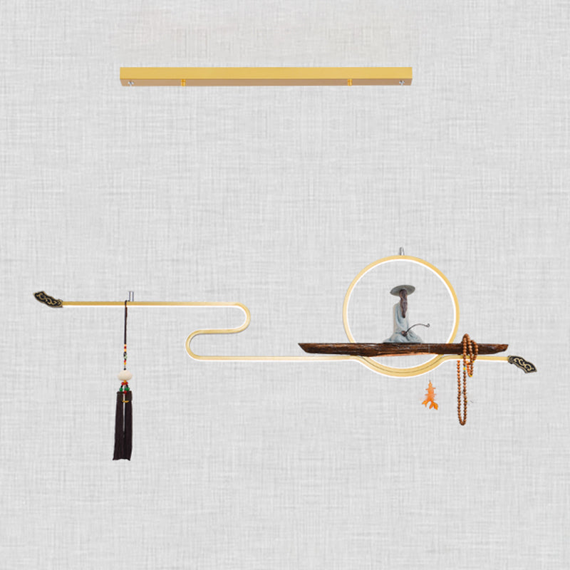 Modern LED Island Lighting Linear Resin Chandelier Light Fixture for Tea Room